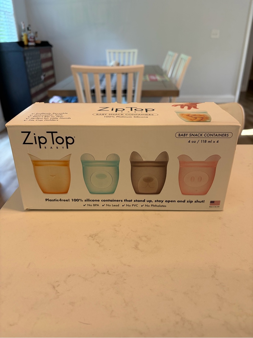 Zip Top Baby Silicone Snack Containers - Yellow, Mint, Brown, Pink